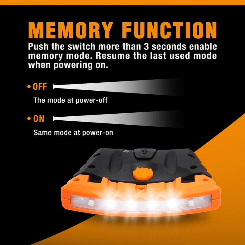 EverBrite 2-Pack Rechargeable Hat Light, Waterproof Clip on Cap Light with Memory Function, Red Light, Pivoting Head, IPX4 Water Resistant - Image 3